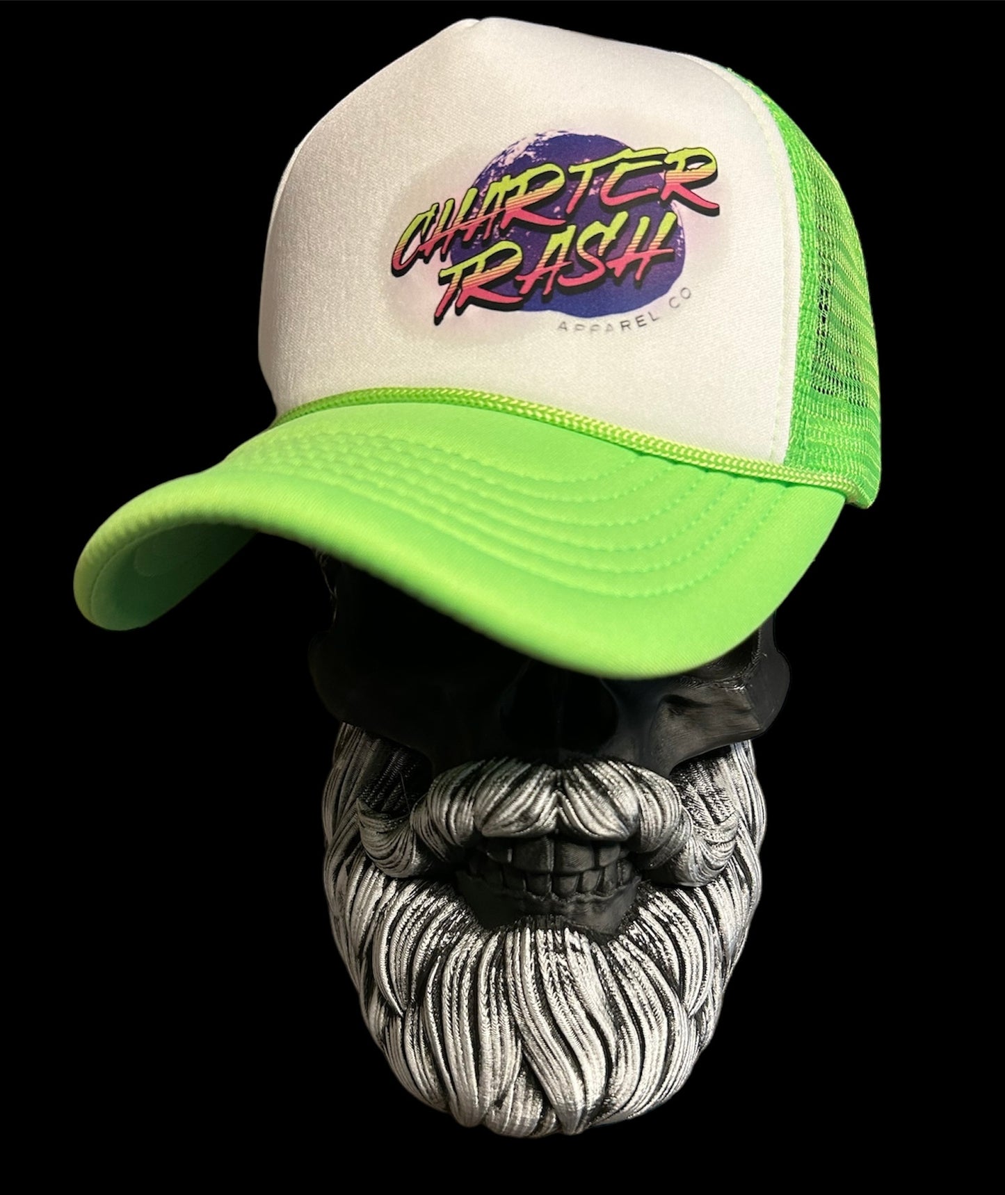 Foam Front trucker rope hat with Totally 80's Charter Trash logo