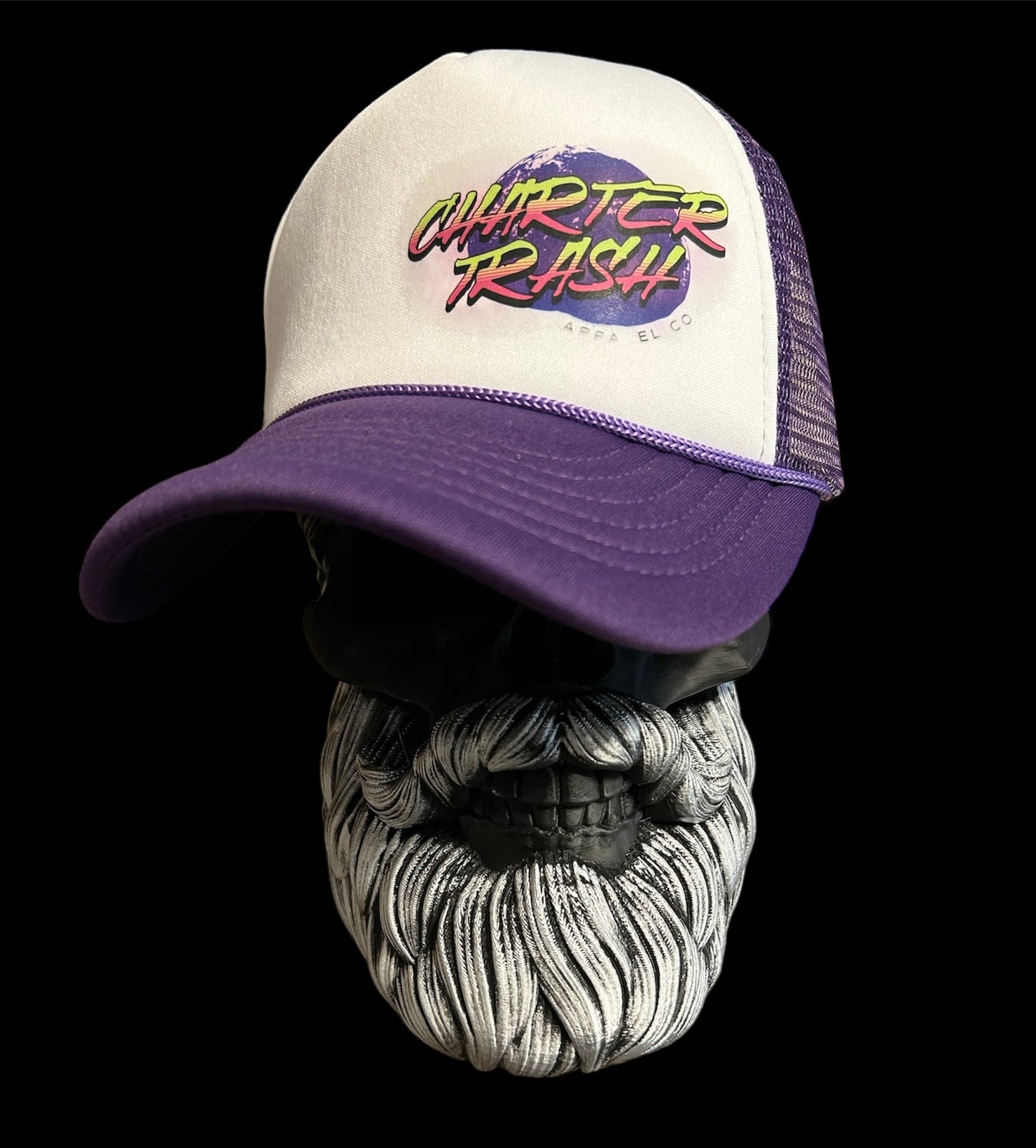 Foam Front trucker rope hat with Totally 80's Charter Trash logo