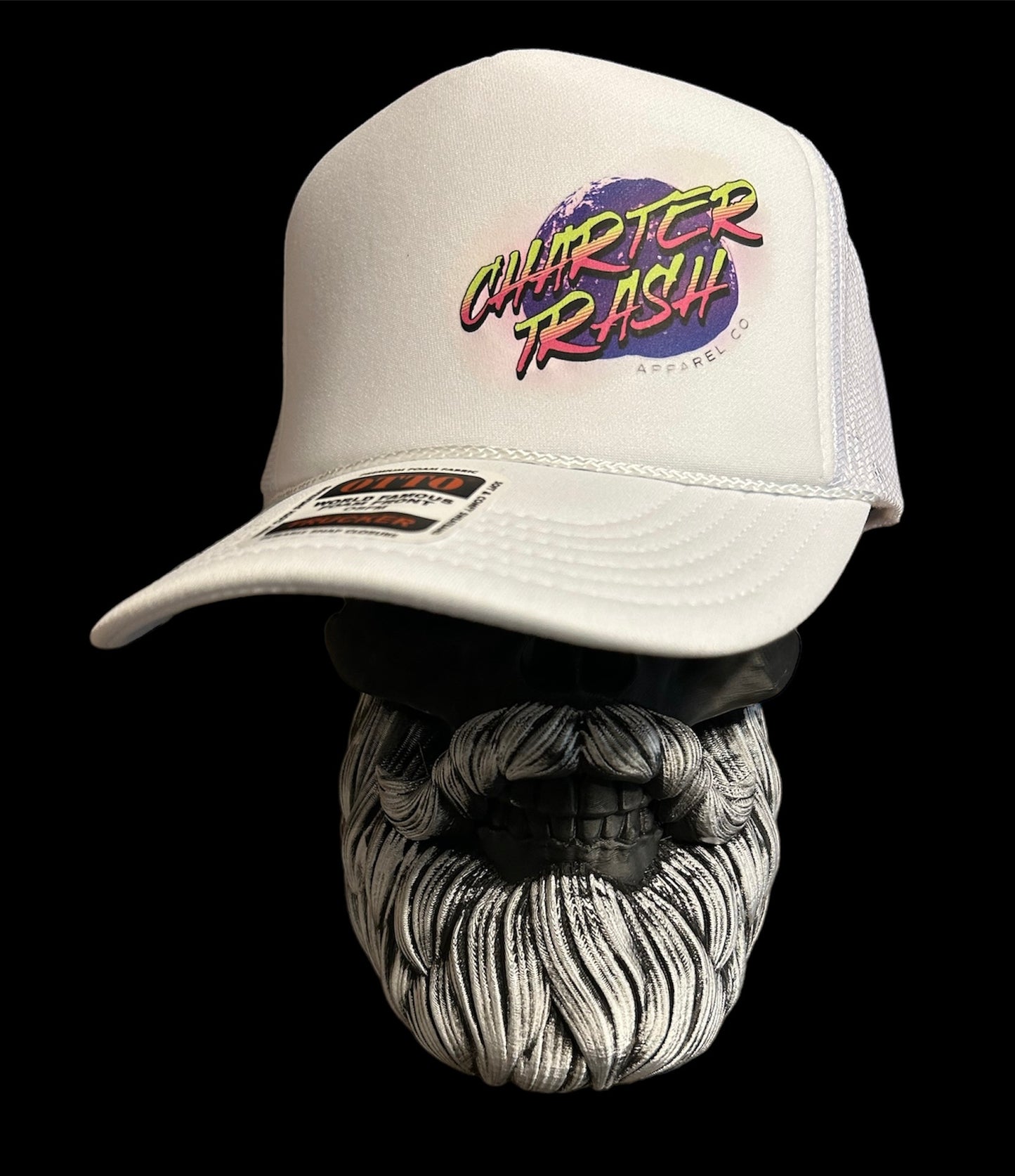 Foam Front trucker rope hat with Totally 80's Charter Trash logo