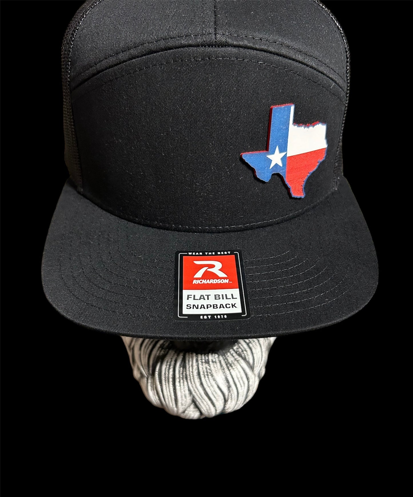 Richardson 168 Black flat bill with acrylic Texas Patch hat