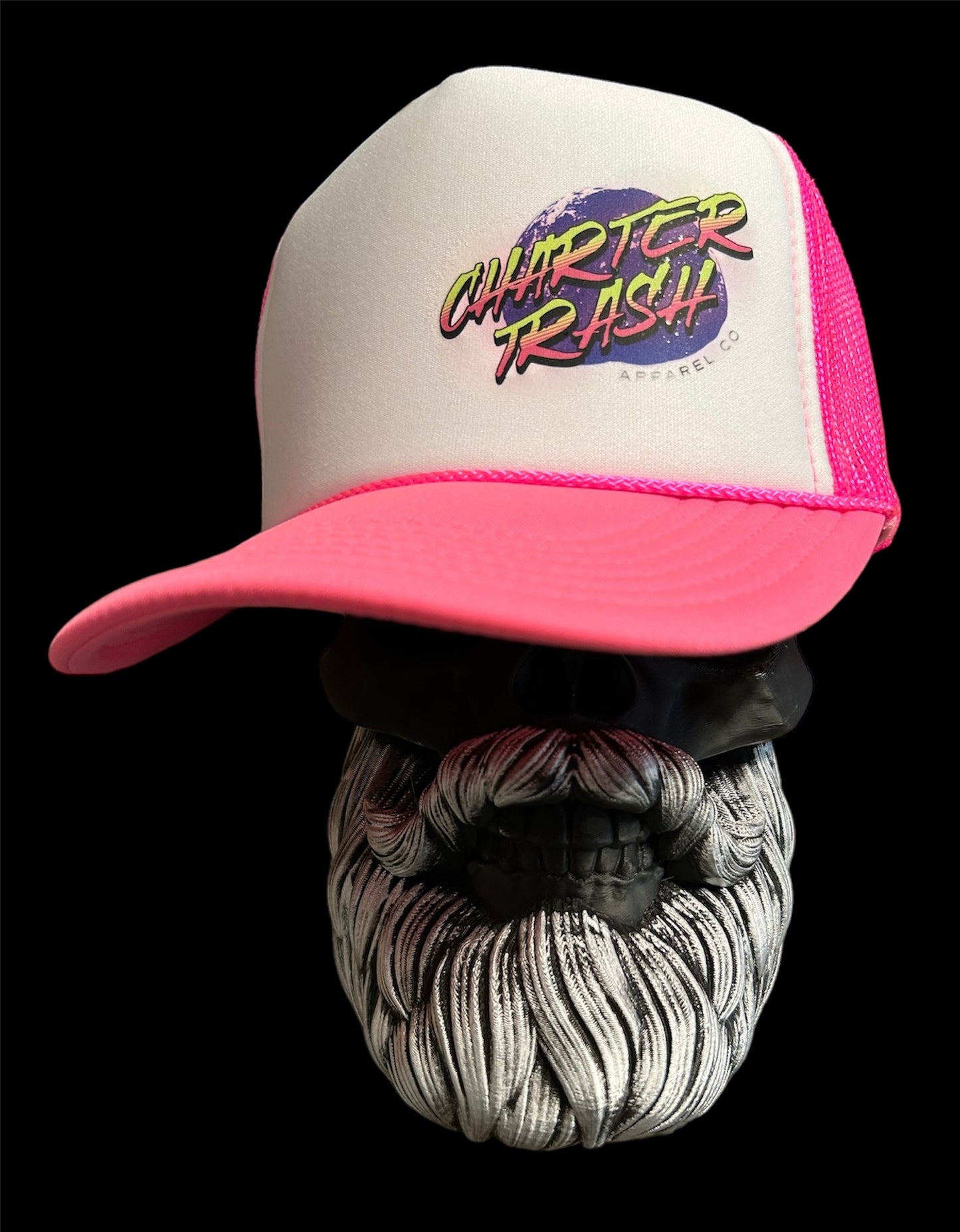 Foam Front trucker rope hat with Totally 80's Charter Trash logo