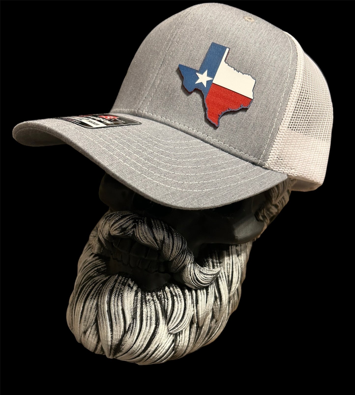 Richardson 112 Grey & White trucker hat with acrylic Texas Patch