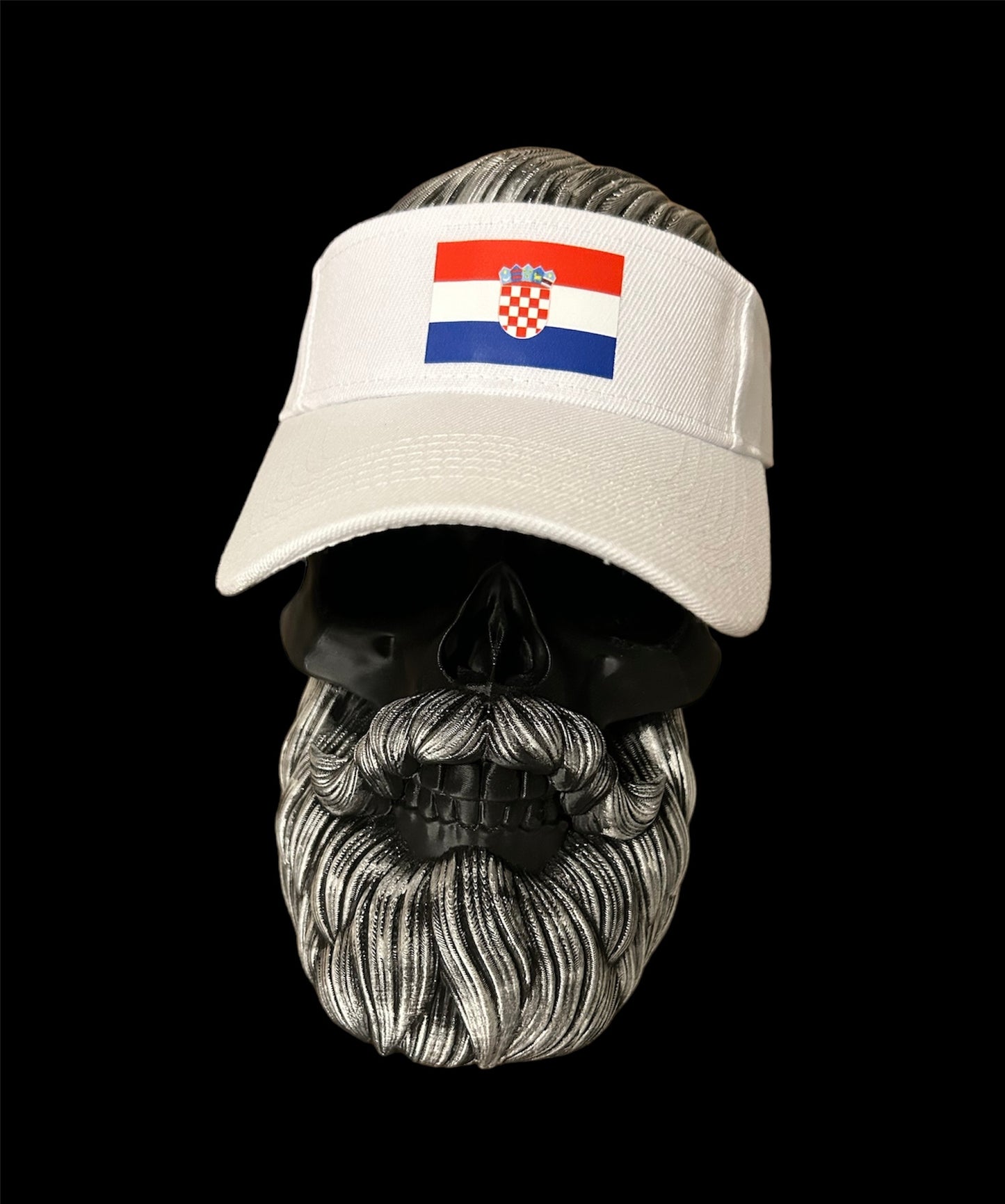 Croatian Flag visor, white, cotton with canvas like texture, Velcro clasp, low profile