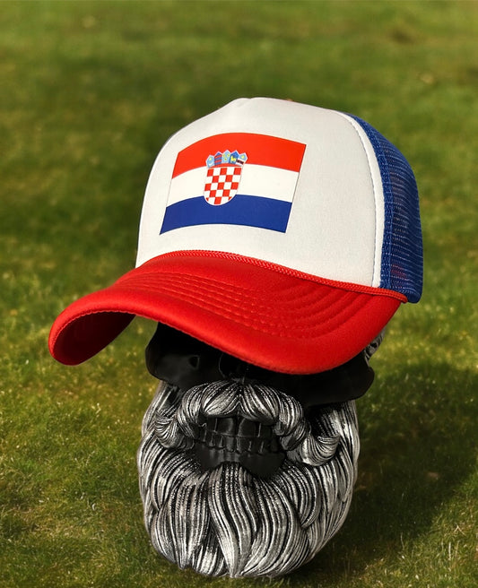 Croatian Flag Red White & Blue foam front trucker rope hat