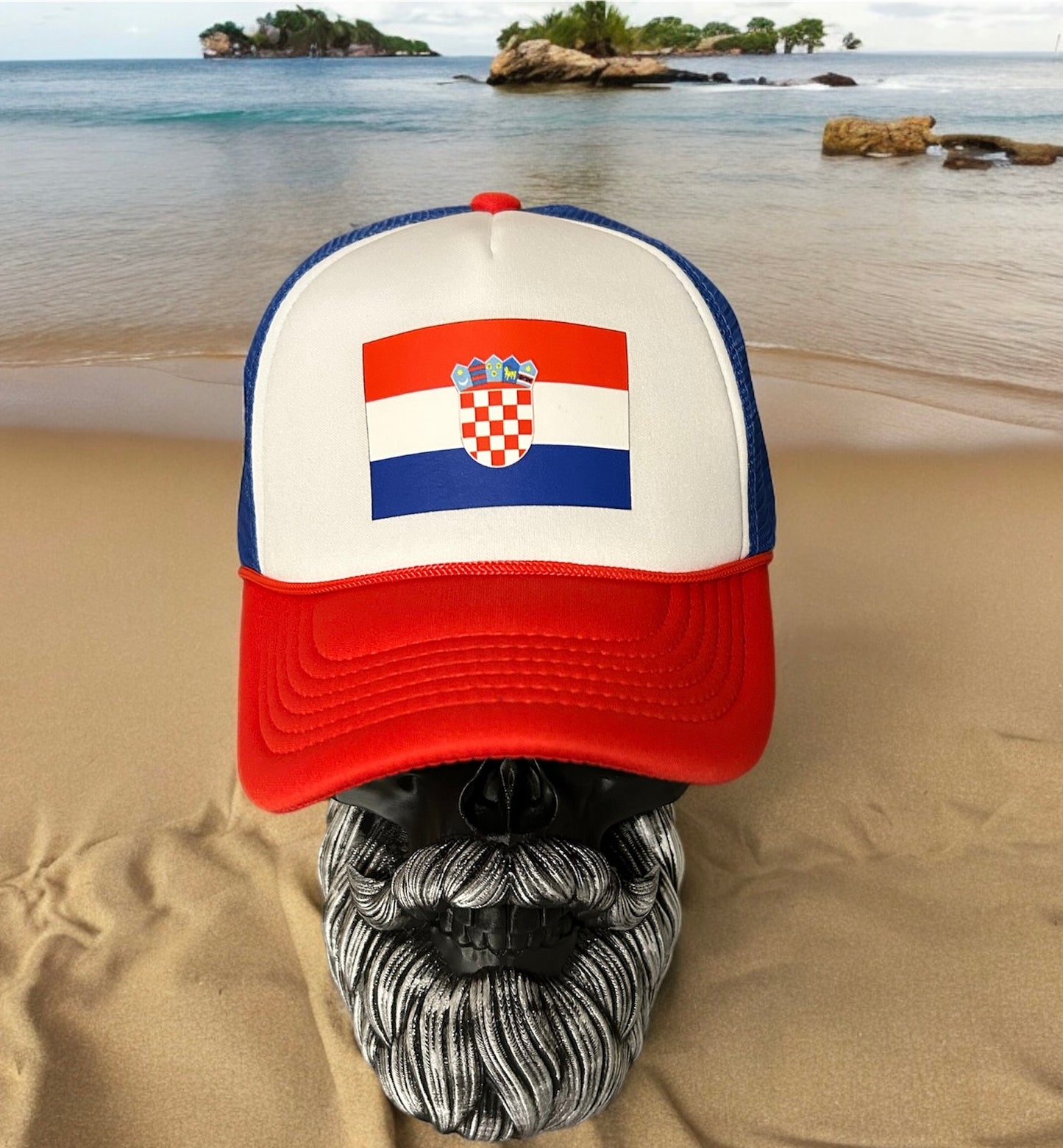 Croatian Flag Red White & Blue foam front trucker rope hat