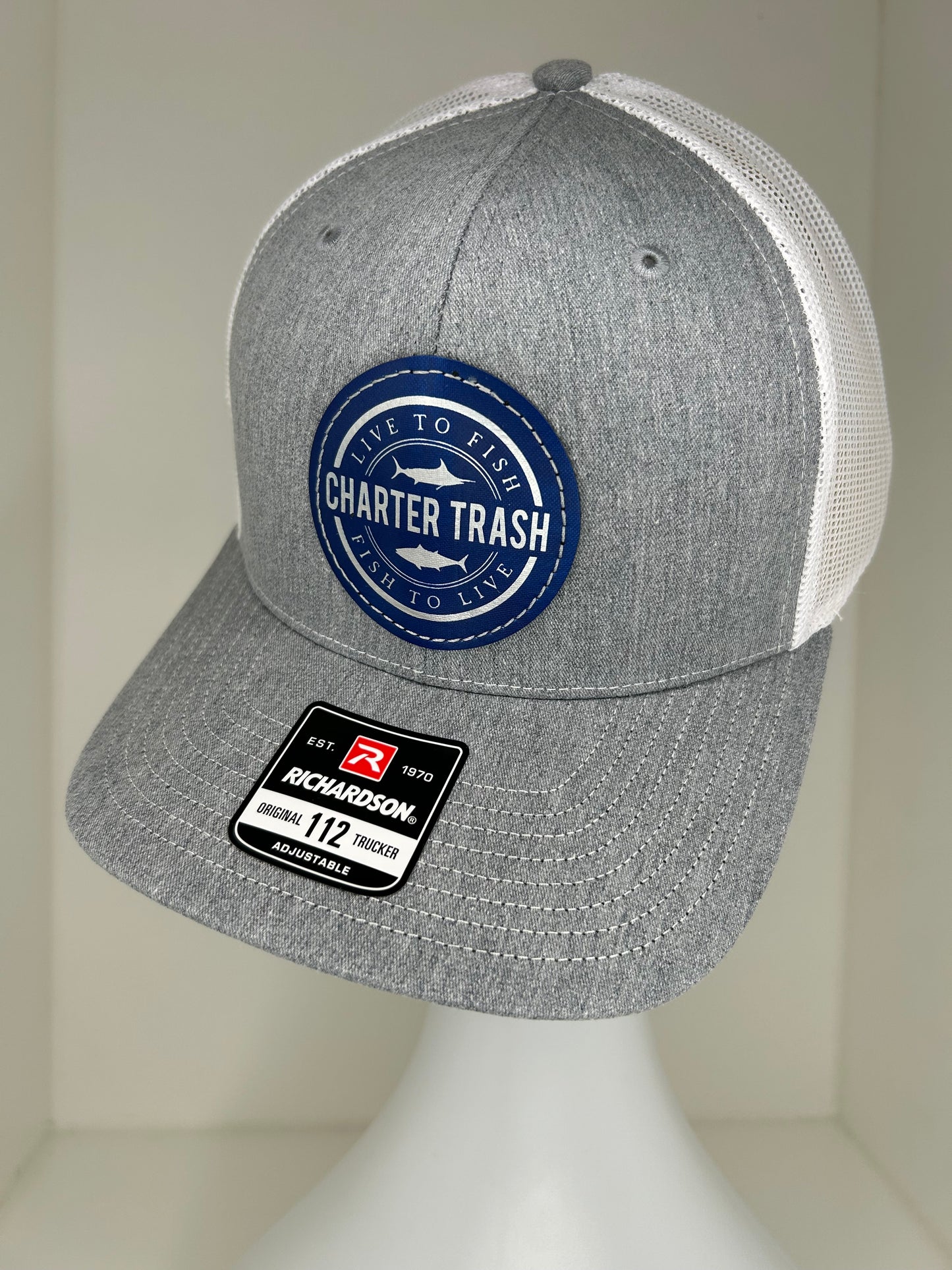 Richardson 112 Heathered gray, Leather OG logo patch hat (centered)