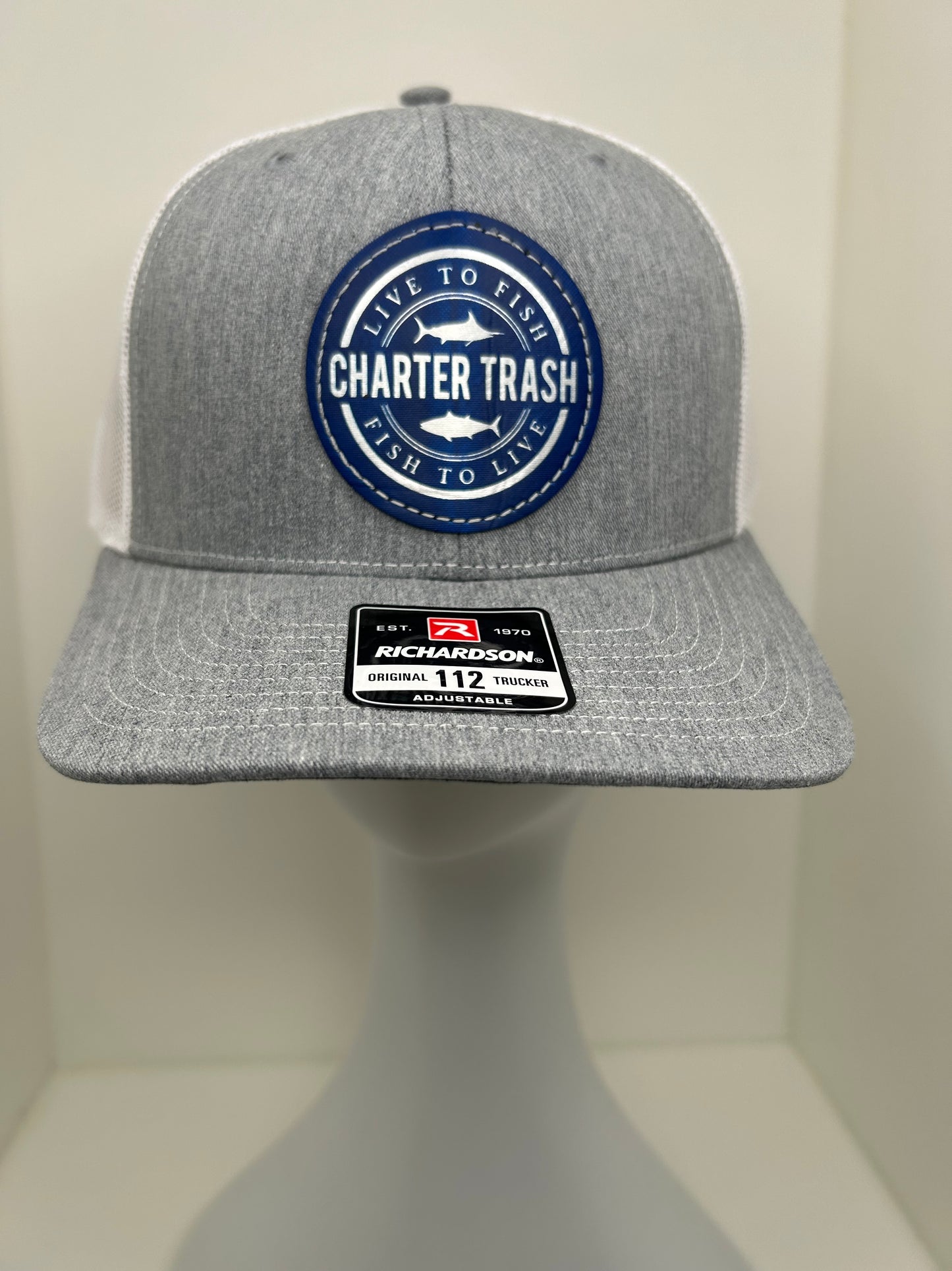 Richardson 112 Heathered gray, Leather OG logo patch hat (centered)