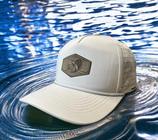 Light Grey Hydro Performance Rope hat with Sailfish Woodgrain patch