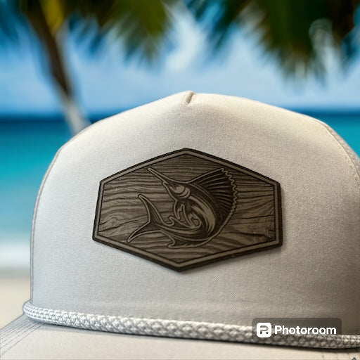 Light Grey Hydro Performance Rope hat with Sailfish Woodgrain patch