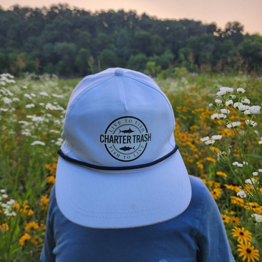 Flat Bill, Black & White (generic cereal box) cotton Rope Hat